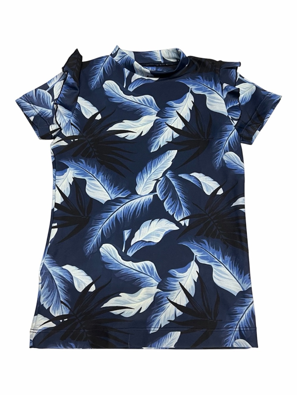 NEW Mikoh Mini Girl’s short sleeve rash guard swim shirt in Blue print Size S